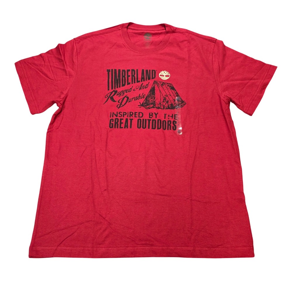 Timberland Graphic T-Shirt Men's Size L‎ Red Rugged & Durable Great Outdoors NWT